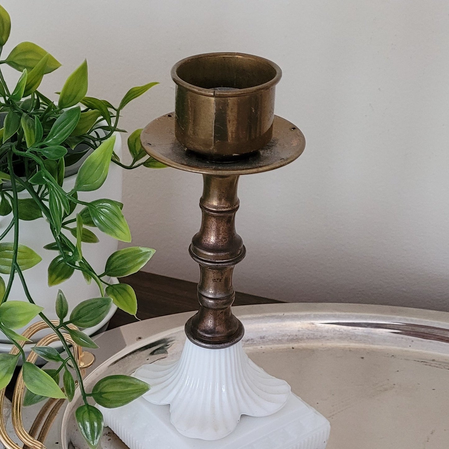 Brass and Porcelain Candlestick | Set of one | Fall 2023