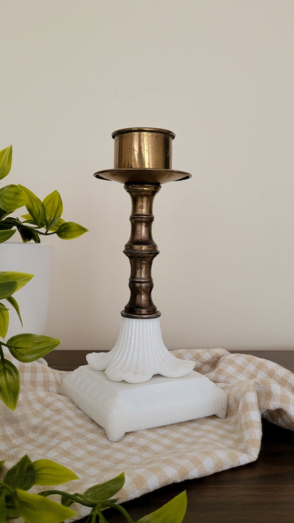 Brass and Porcelain Candlestick | Set of one | Fall 2023