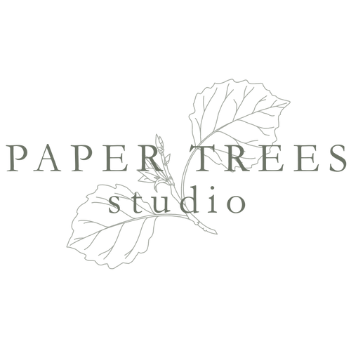 Company name, Paper trees studio over an Aspen tree sprig